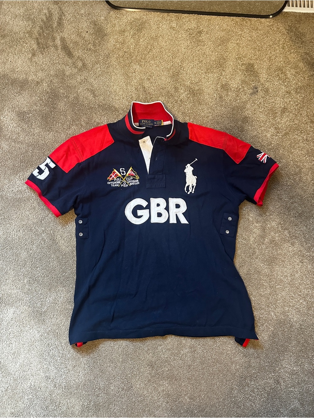 Polo by Ralph Lauren Navy & Red GBR Embroidered Polo Shirt